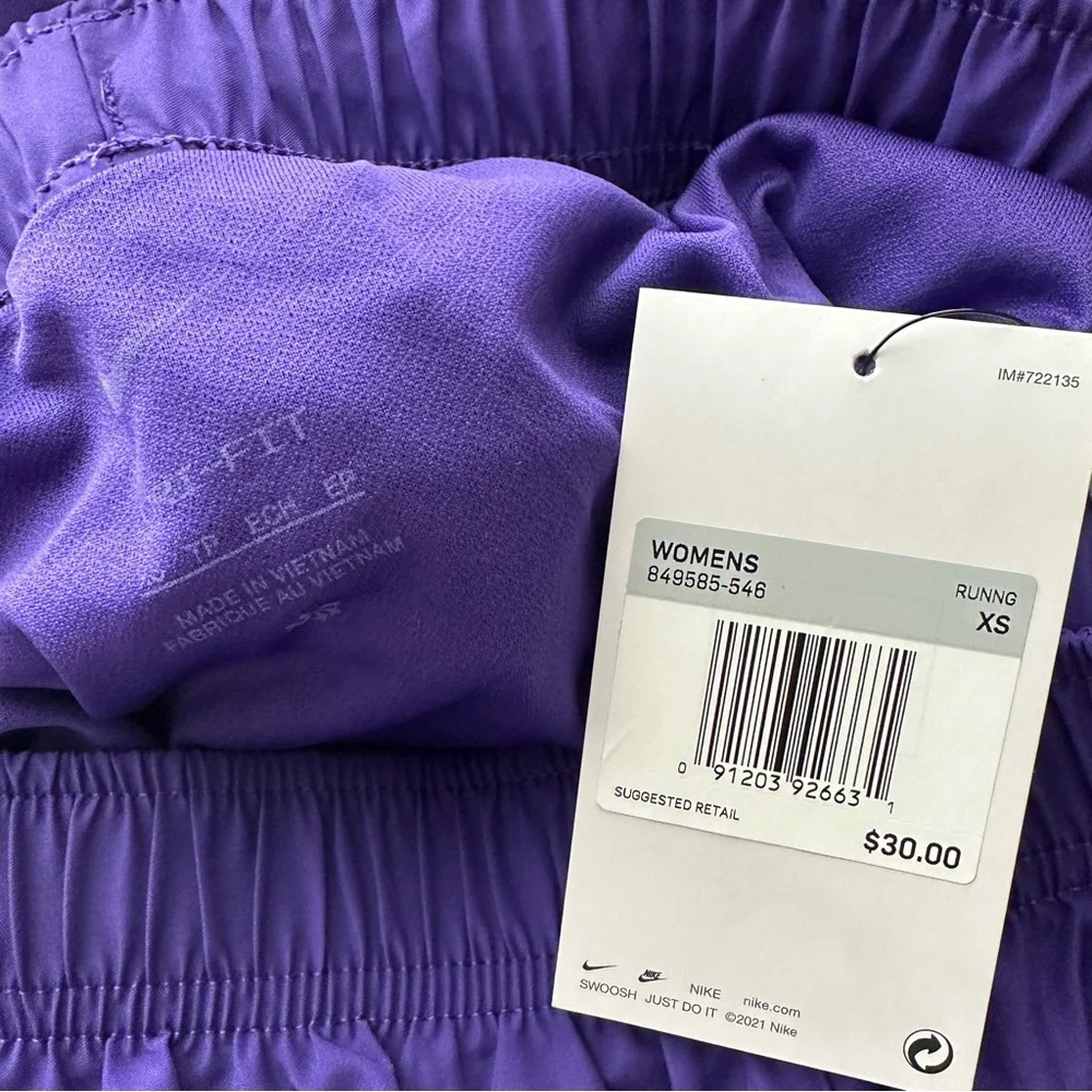 Nike Purple White Dri-FIT Brief-Lined Athletic Running Shorts Size XS